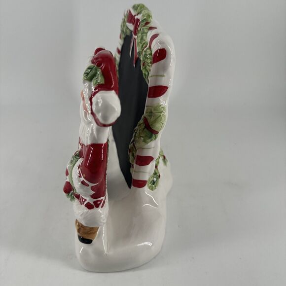 Tablet Holder & Chalkboard Fitz & Floyd Candy Cane Santa Christmas Ceramic Gift - Picture 6 of 11